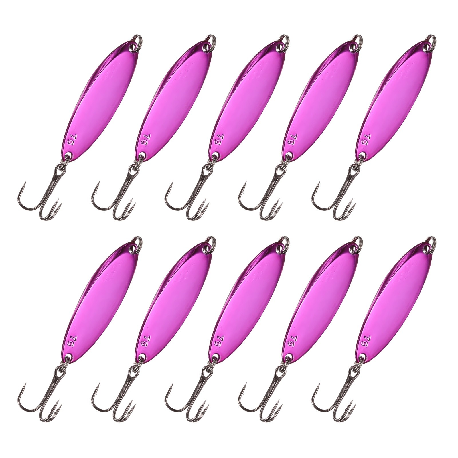 Fishing Spoons Lures, Metal Treble Trout Lures for Casting 10 Pcs 1/4oz Pink