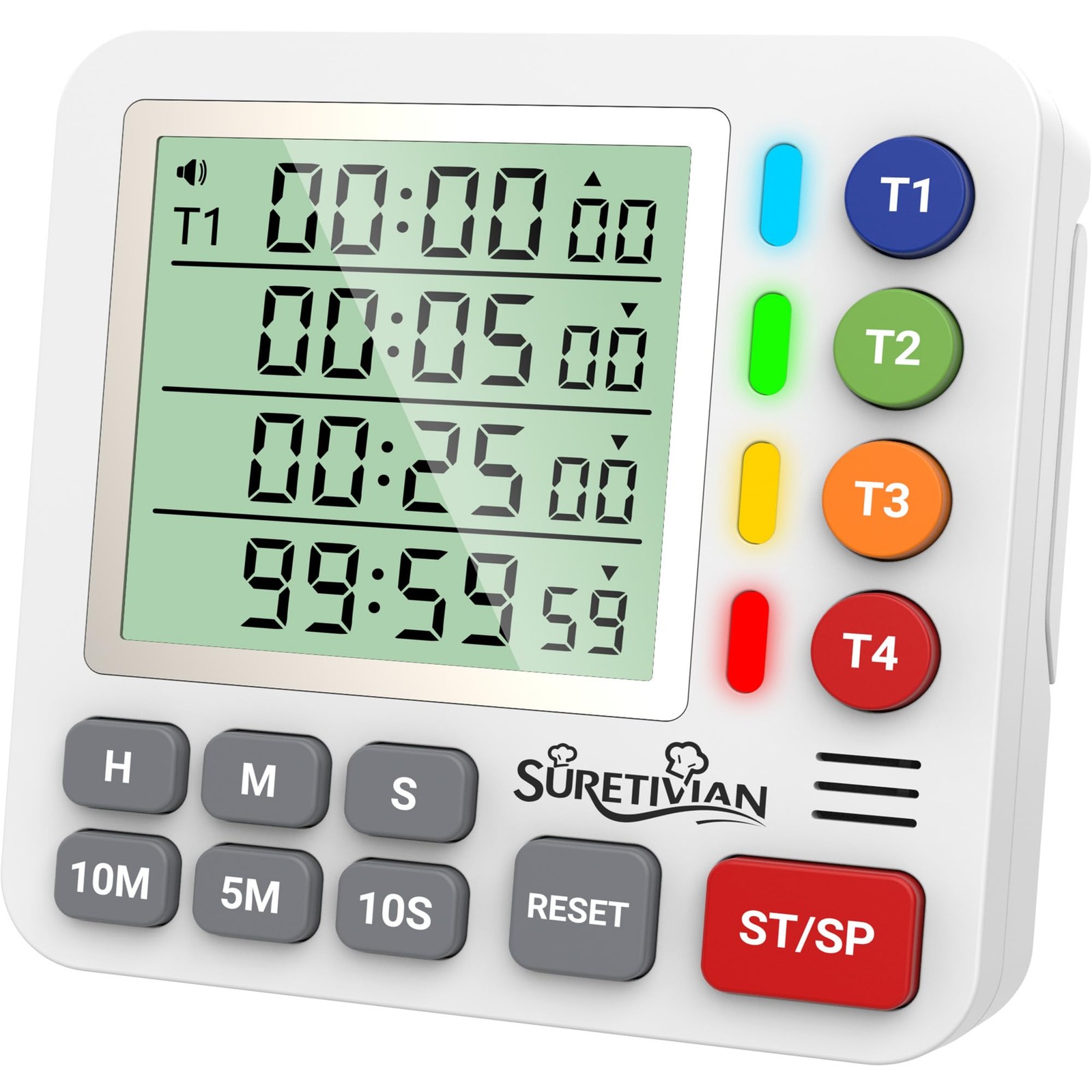 Digital Kitchen Timer for Cooking - 4 Channel Count Up Countdown Timer with L...