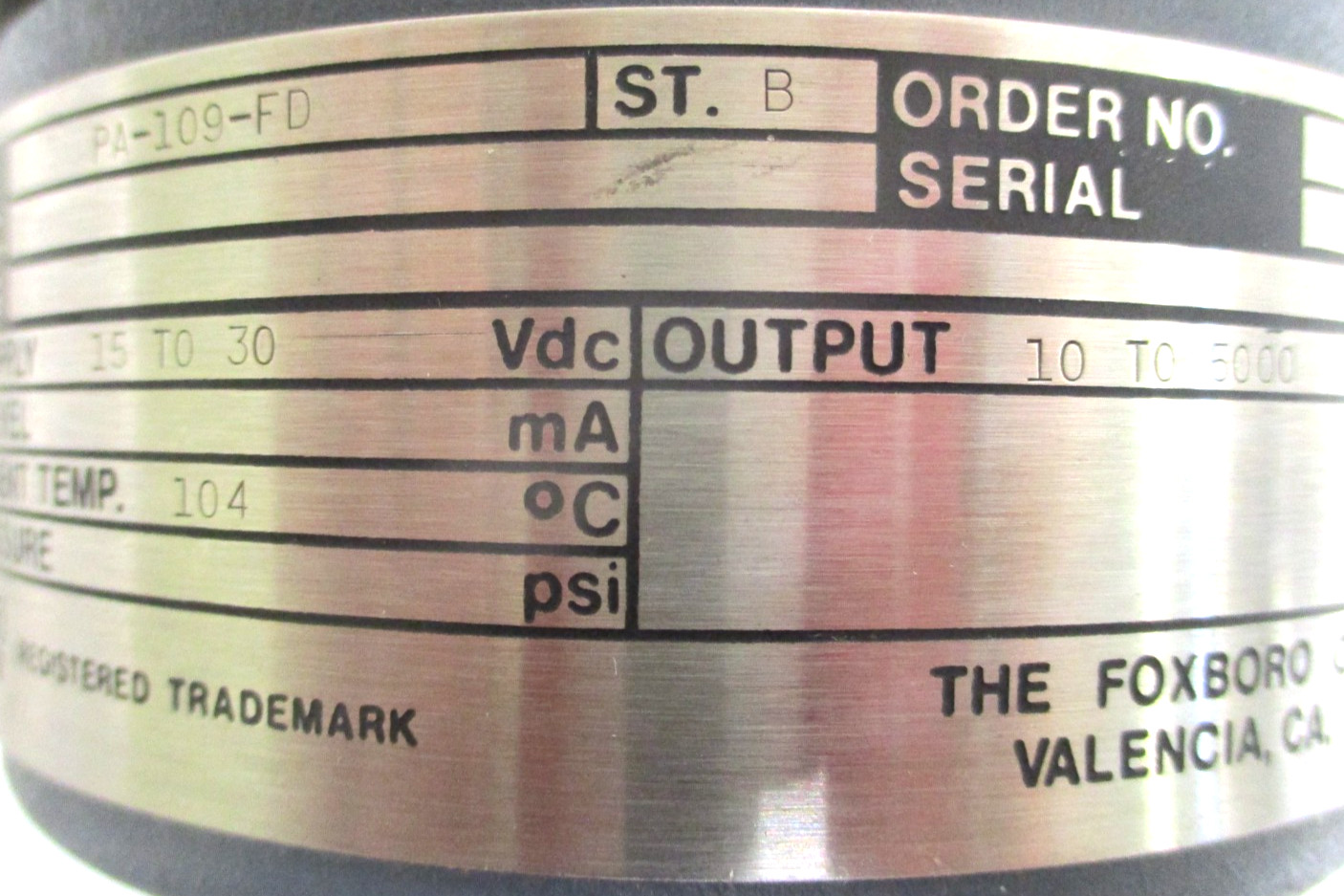 FOXBORO , PA-109-FD , STYLE-B , FLOW SENSOR , SURPLUS