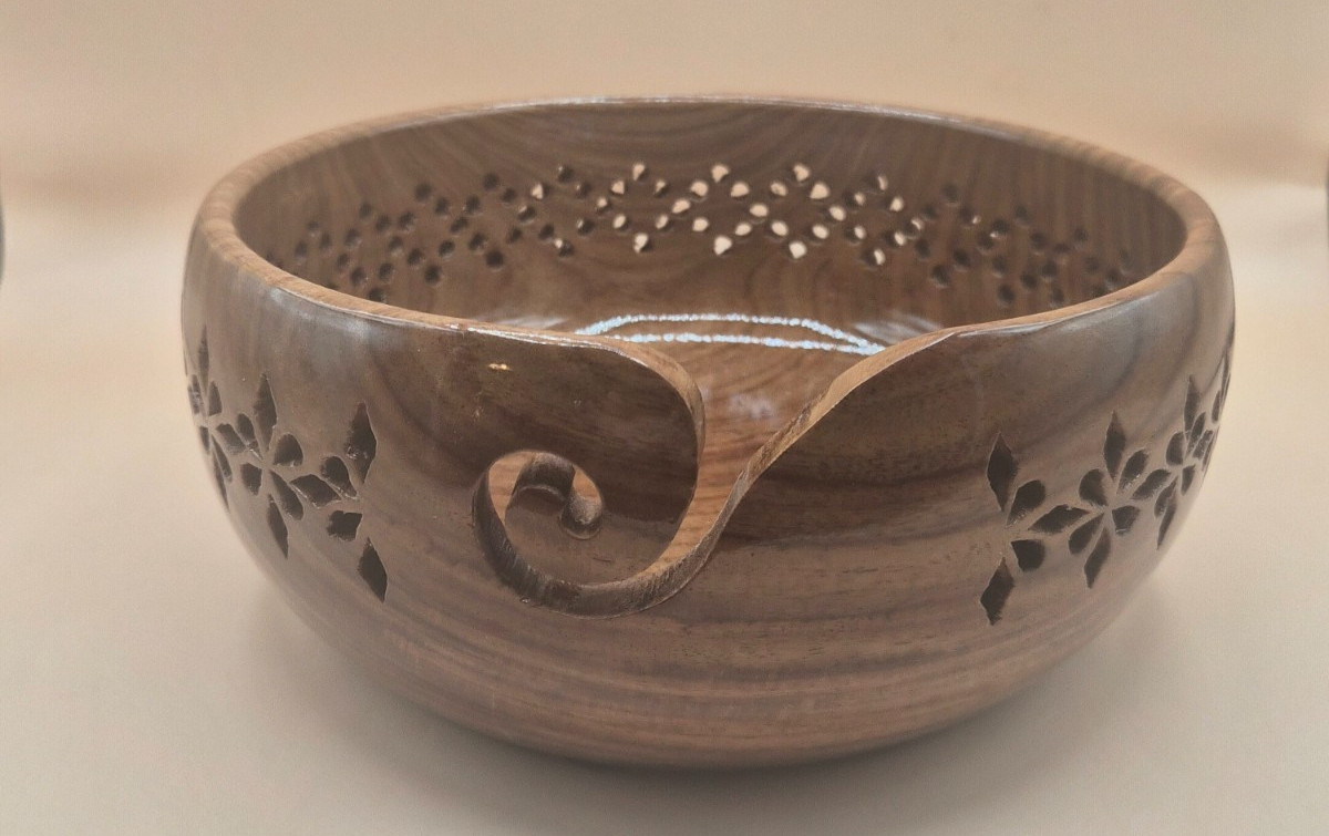 Rosewood Wood Bowl For Knitting & Crochet Wooden Yarn Bowl Hand Made Yarn Holder