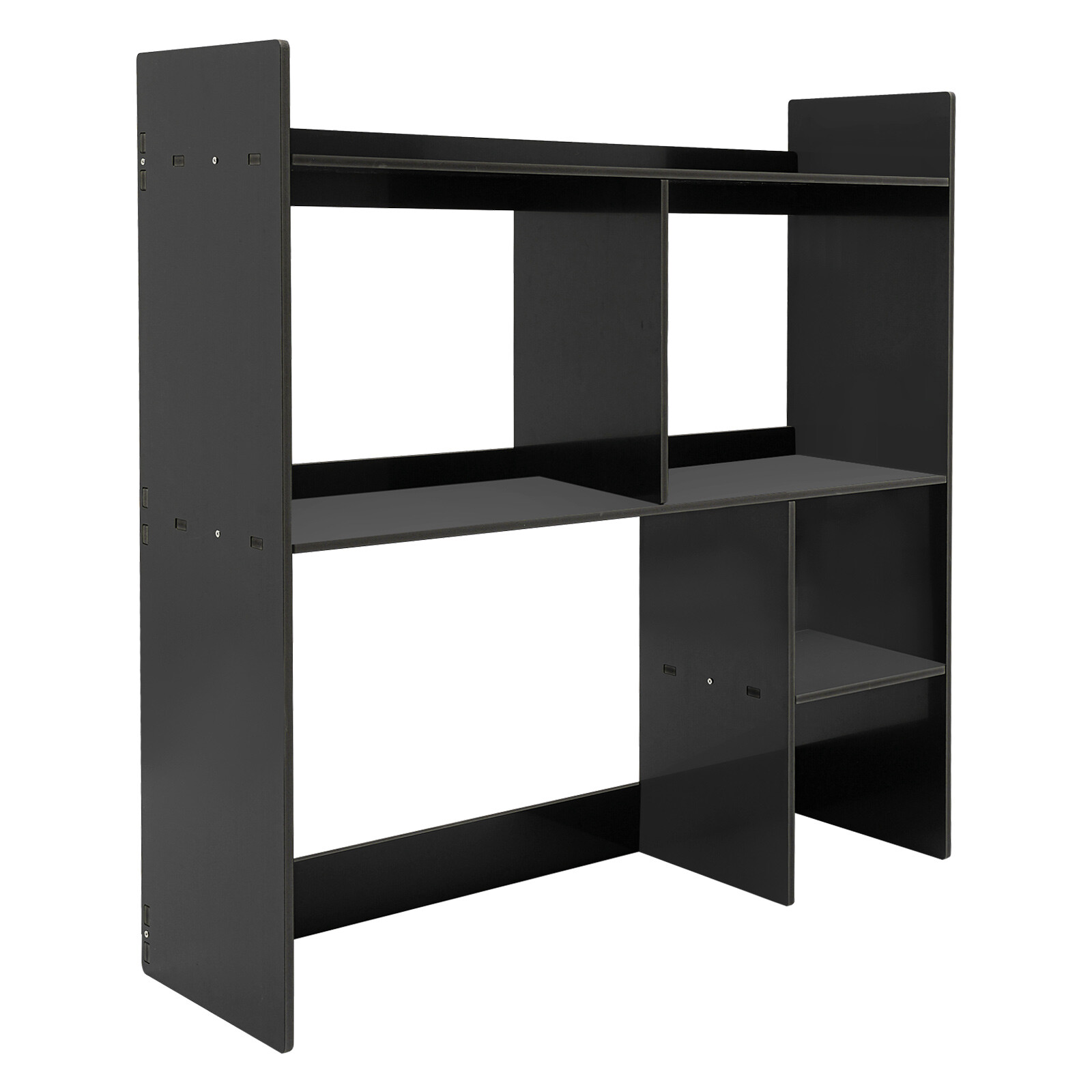 3-Tier Desktop Shelf Rectangular Desktop Bookshelf Desktop Display Rack Black US