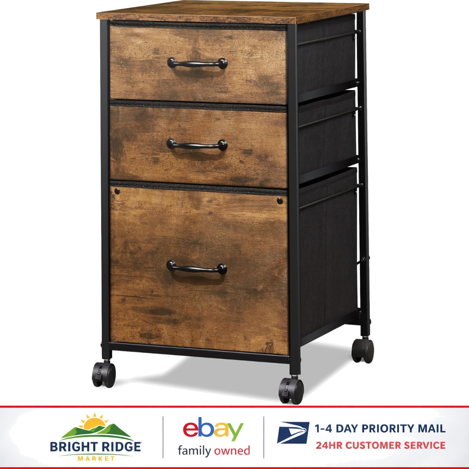 Durable Vertical Filing Cabinet with 3 Drawers for A4 or Letter Size Files