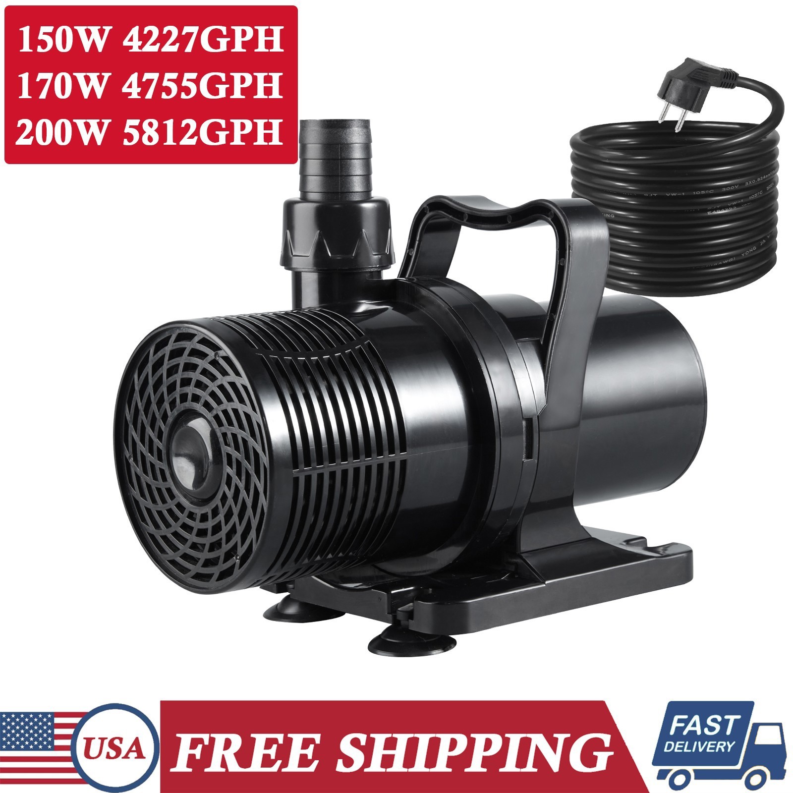 High-Pressure Submersible Water Pump Adjustable Water Outlet for Pond Fish Tank