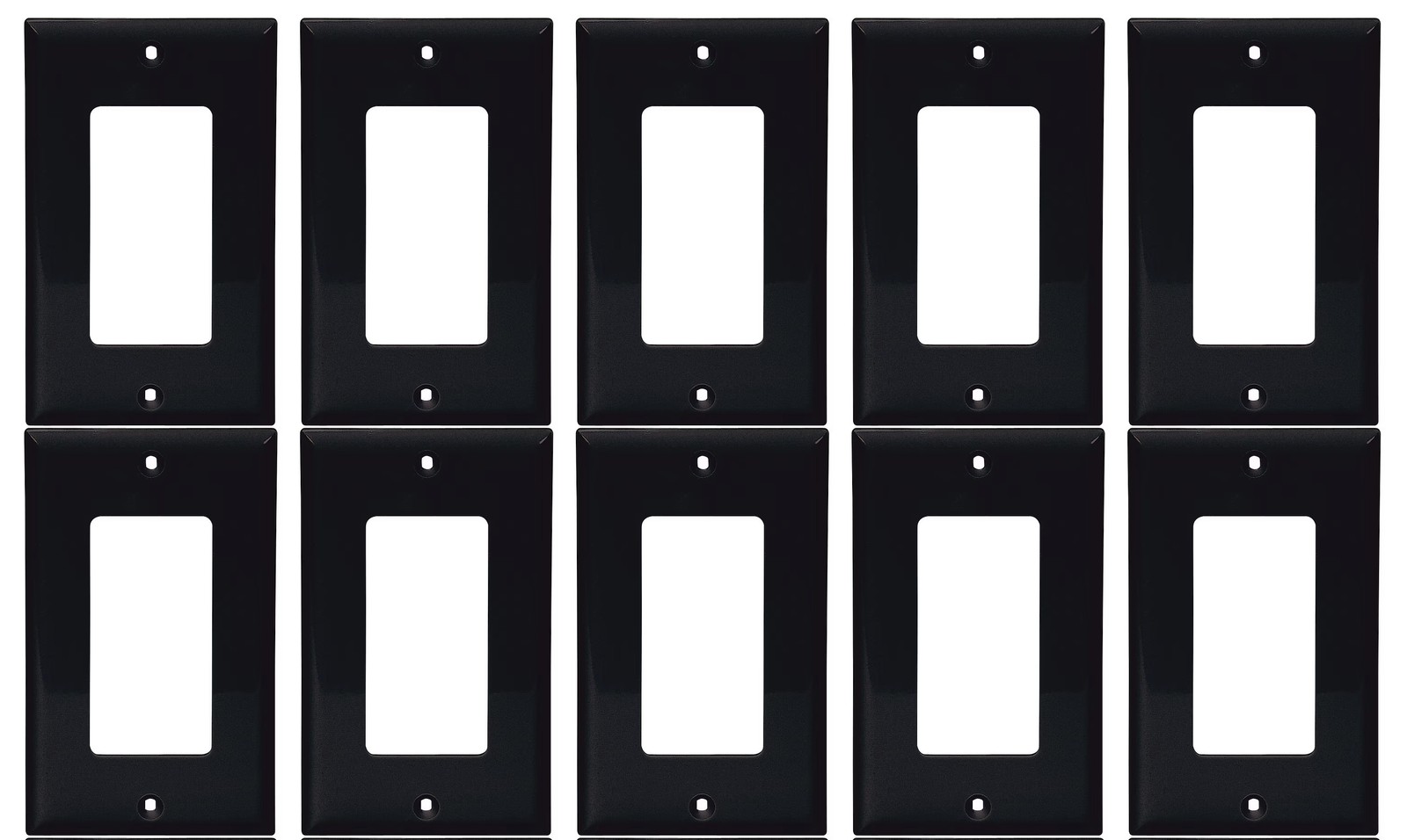 (case of 10) Eaton Wiring 1-Gang Decorator Wall Plate, Nylon, Standard, Black,