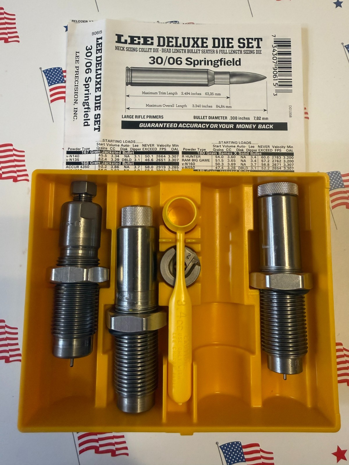 Lee Collet Deluxe Die Set - .30/06 Springfield With Shell Holder 3 Die Set New!