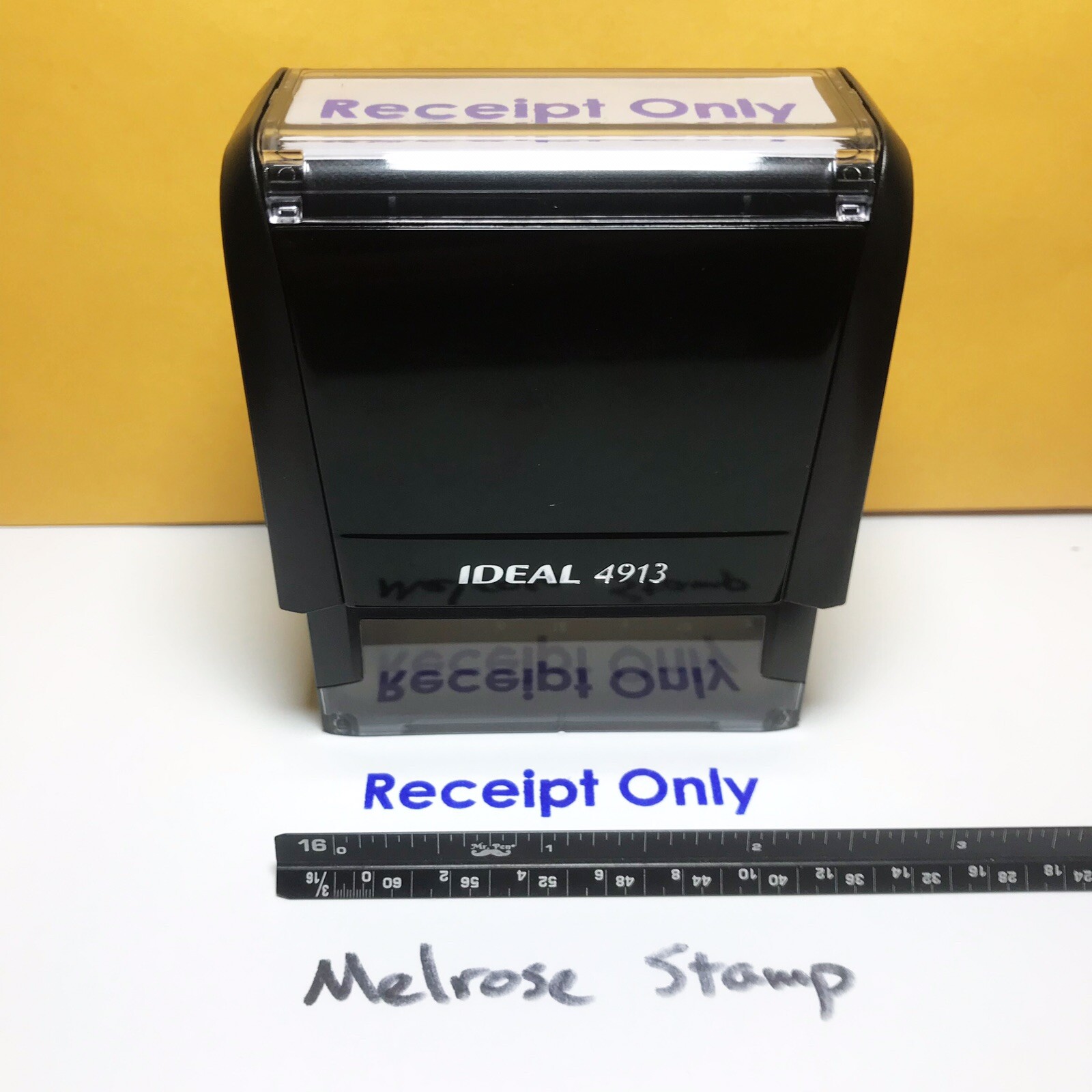 Receipt Only Rubber Stamp Blue Ink Self Inking Ideal 4913