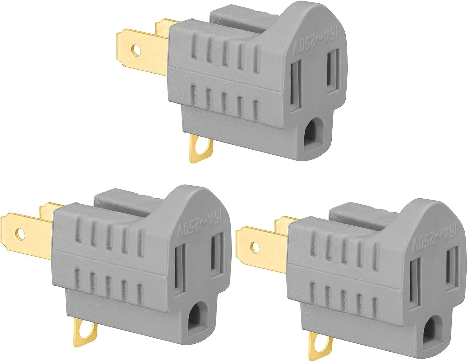 Triple 3-Prong to 2-Prong Polarized Adapter Set - Space-Saving Power Solution