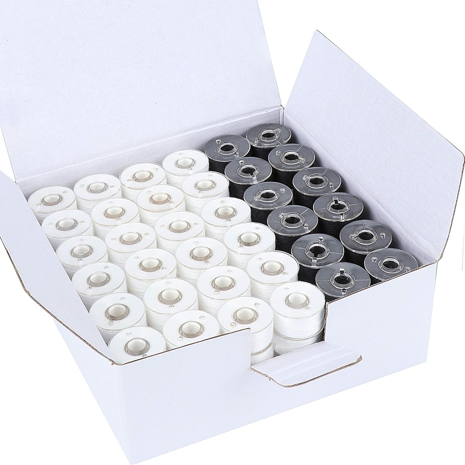 144pcs Prewound Bobbin Thread Set - 96White + 48Black