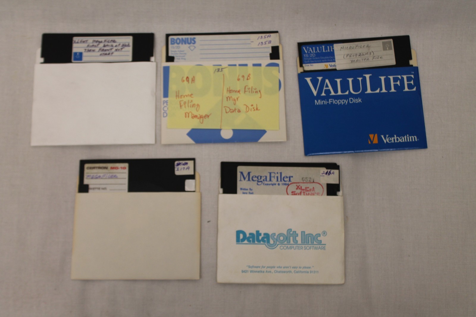 Vintage Lot Of 6 5.25 Inch Floppy Disk Mega And Micro Filer Home Filing Software