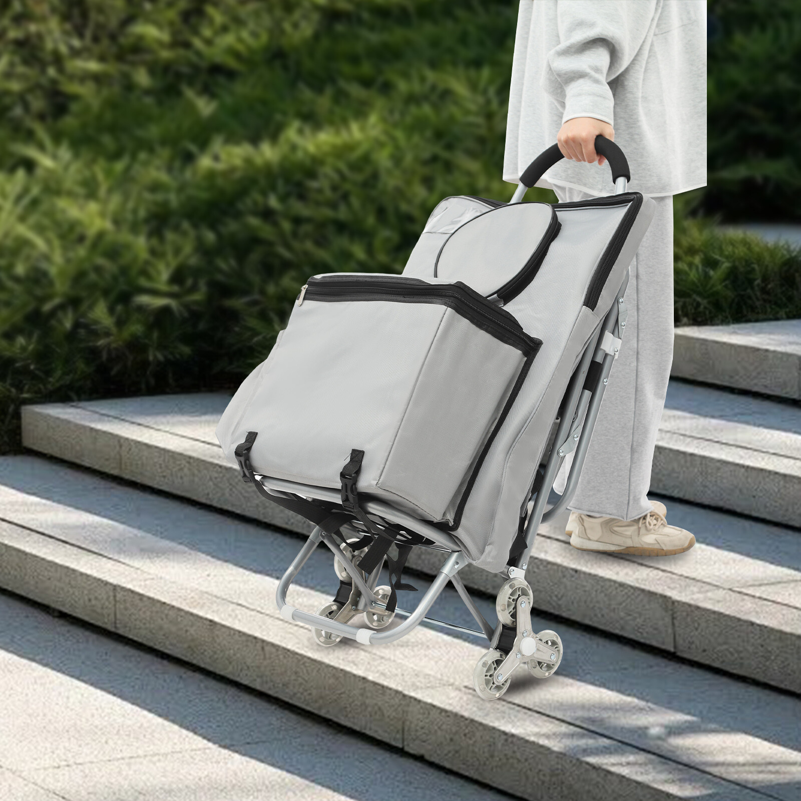 Portable Folding Wheeled Art Chair Cart Rolling Big Chair Cart With Storage NEW