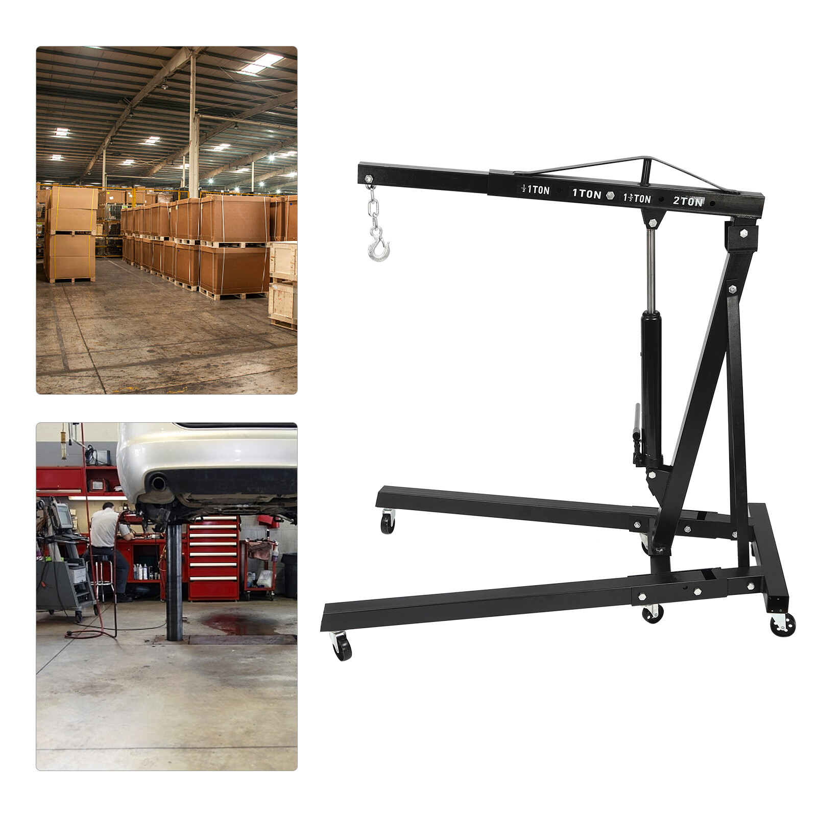 2 Ton Folding Engine Hoist Cherry Picker Shop Crane Lift ‎Hydraulic Power