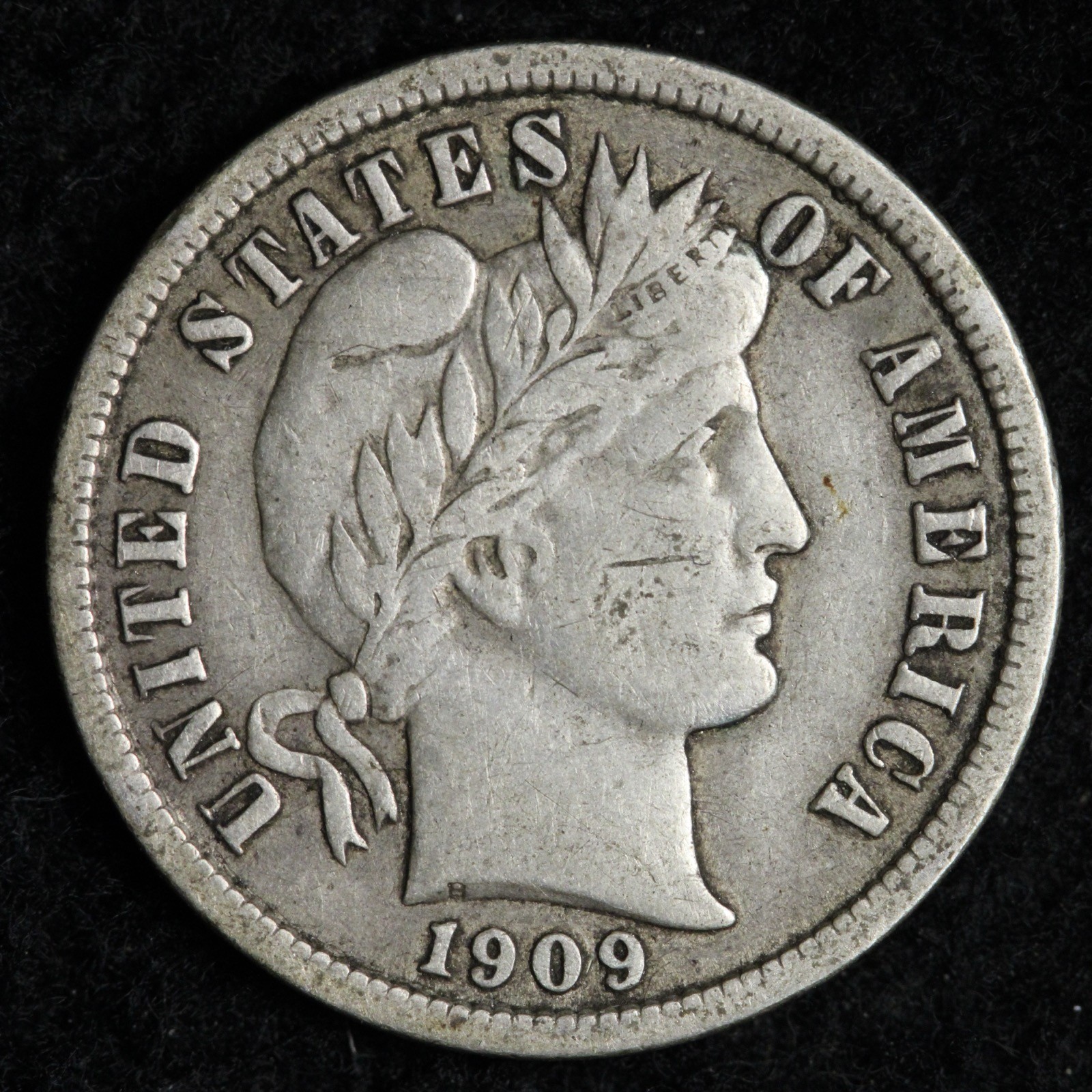 1909 Barber Silver Dime XF E269 QRCM
