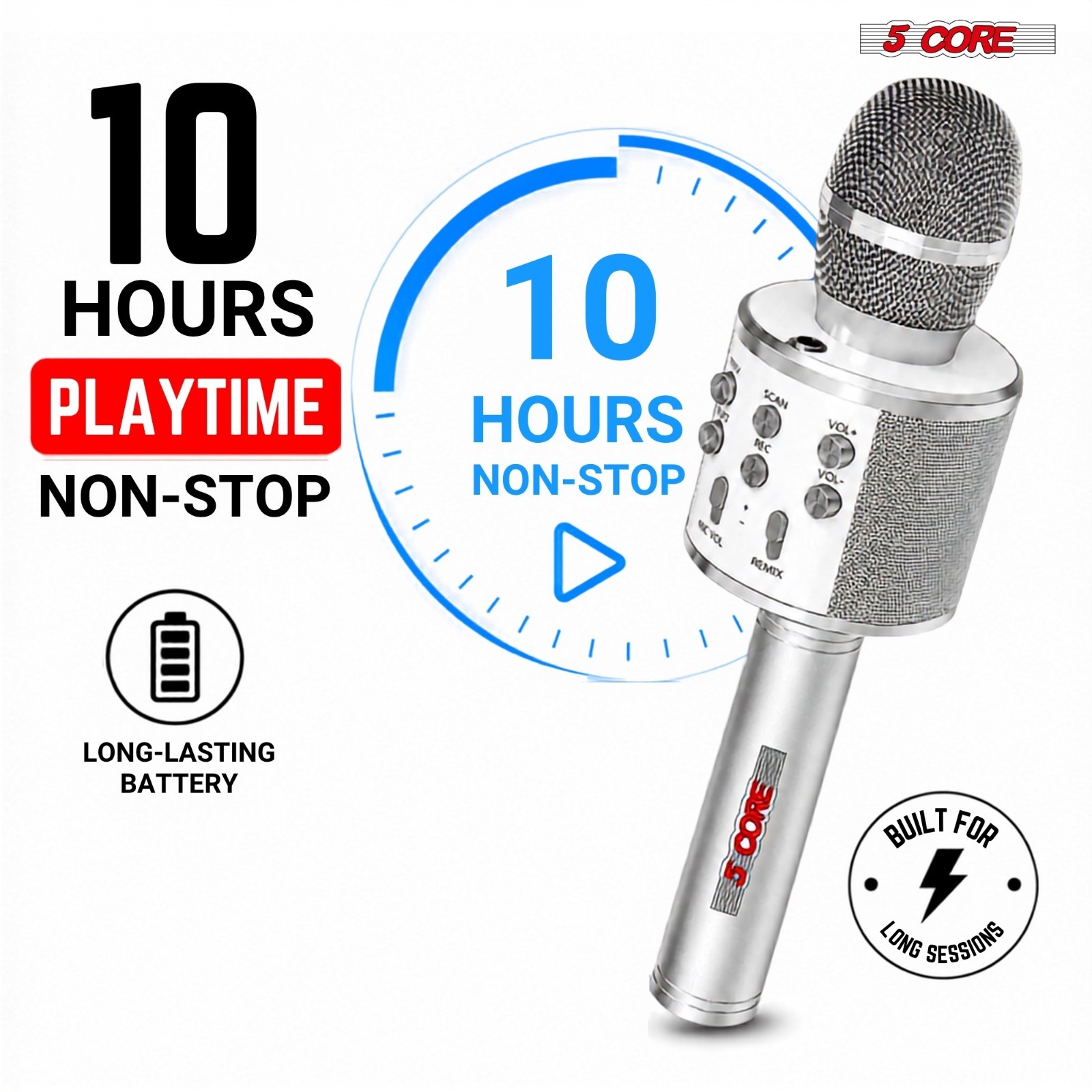 5 Core Microphone Wireless Karaoke Mic with Speaker Portable Bluetooth Microfono