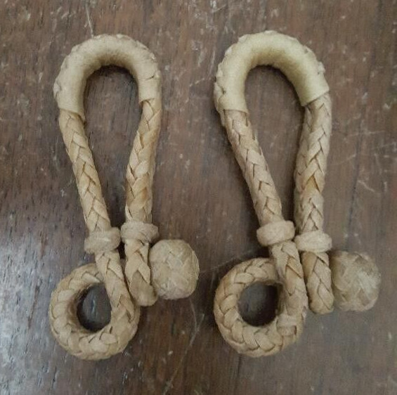 PAIR of Rein Connectors - Rawhide - 4 plait - Lighter Color