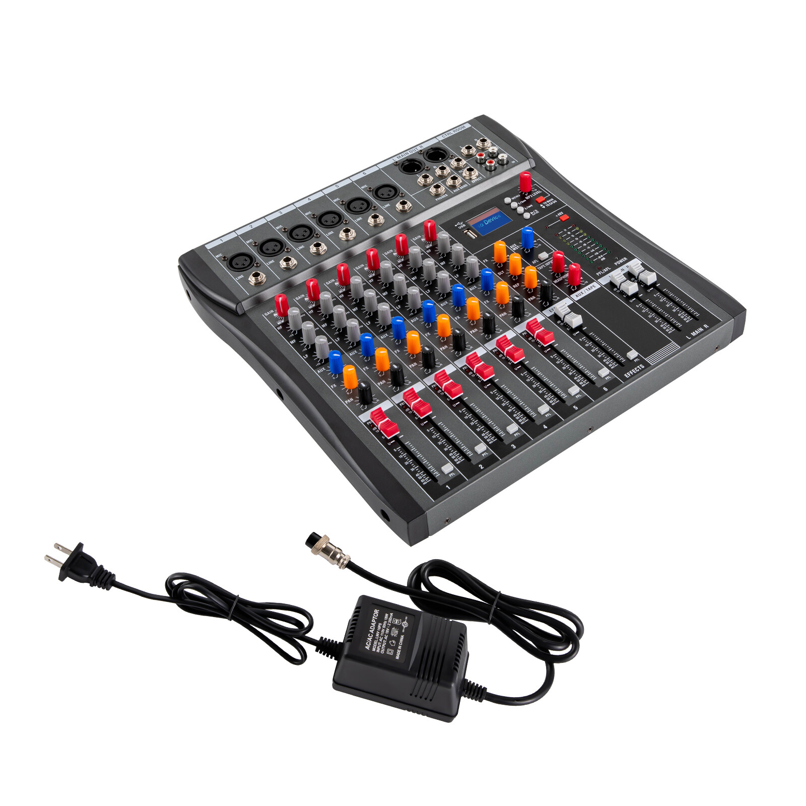 Professional Digital 6Channel Bluetooth Live Studio Audio Mixer Power Mixing USB