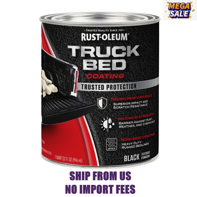 Black, Rust-Oleum Automotive Truck Bed Coating-342668, 1 qt