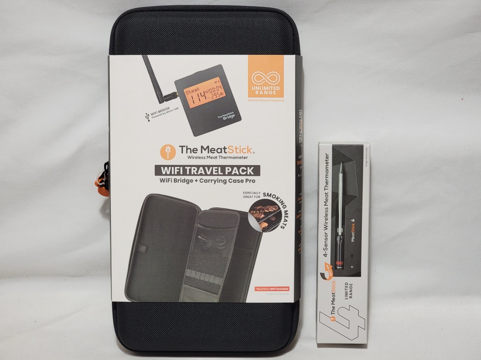 NEW The MeatStick 4 Wireless Meat Thermometer w/ WiFi Bridge Travel Pack SEALED