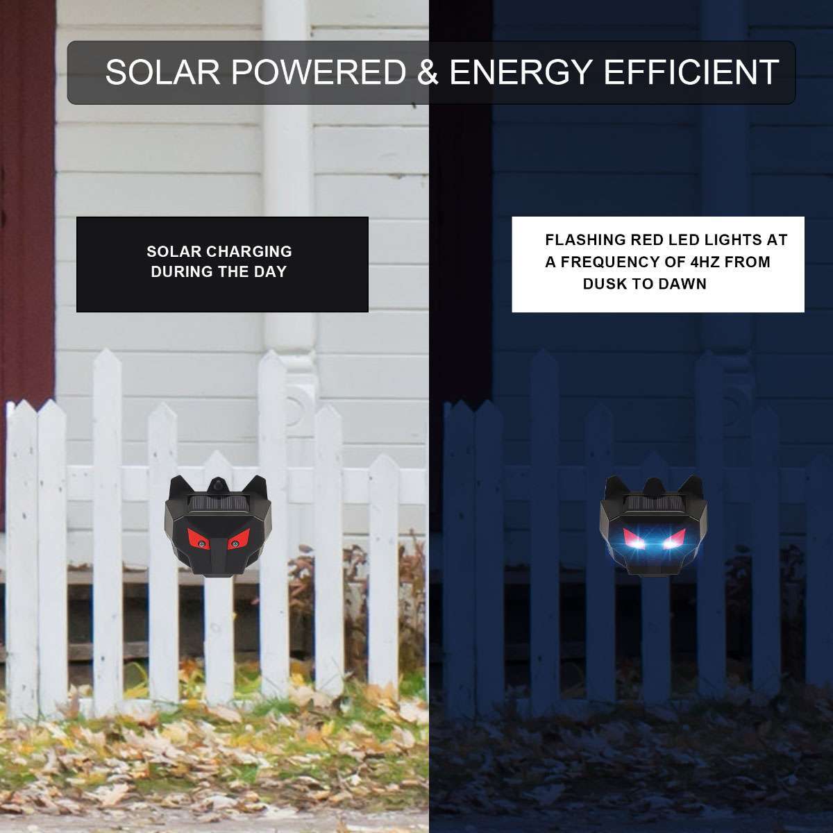 2 X Solar Predator Guard Light Red LED Deterrent Light Night Animal repeller US