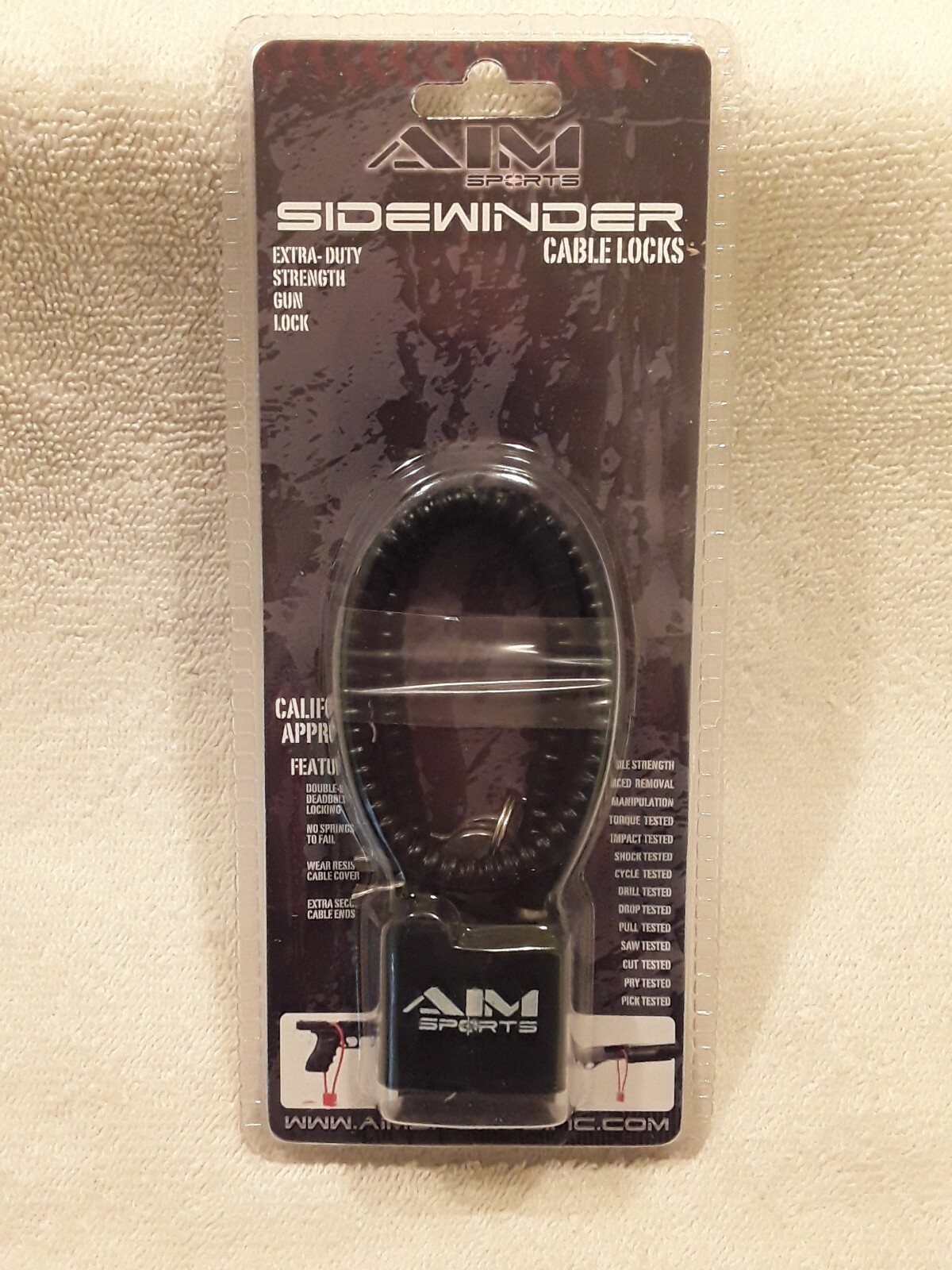 Stocking Stuffer AimSports Sidewinder Cable Gun Lock Black; Free US Shipping