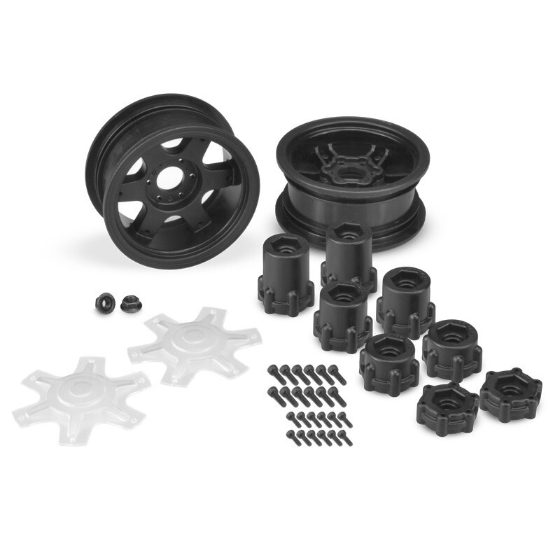 JConcepts Dragon 2.6" Mega Truck Wheel w/ Adaptors Discs Black 2pc 3379B