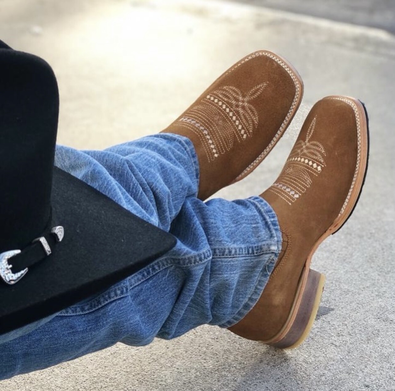 Men Western Cowboy Square Toe Ankle Boot Rodeo Botin Vaquero Rodeo Cuadrada 723
