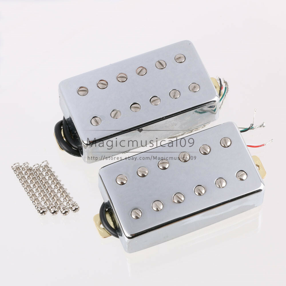 2PCS Double Coil Humbucker Pickups For Les Paul 6 String Guitar Chrome 12LP