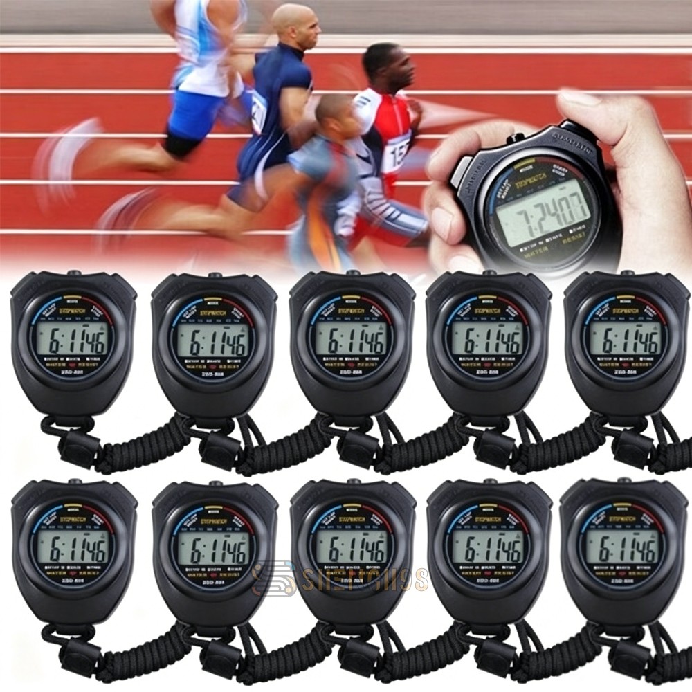 Electronic LCD Timer Digital Stopwatch Date Time Alarm Counter Chronograph Track