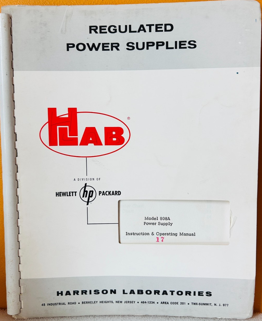 HP Model 808A DC Power Supply Instruction & Operating Manual.