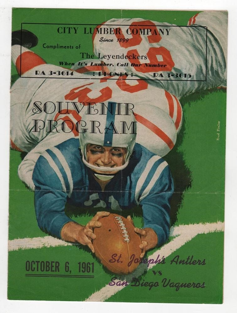 1961 Texas High School Football Program St. Joseph's v San Diego 10/6 49463