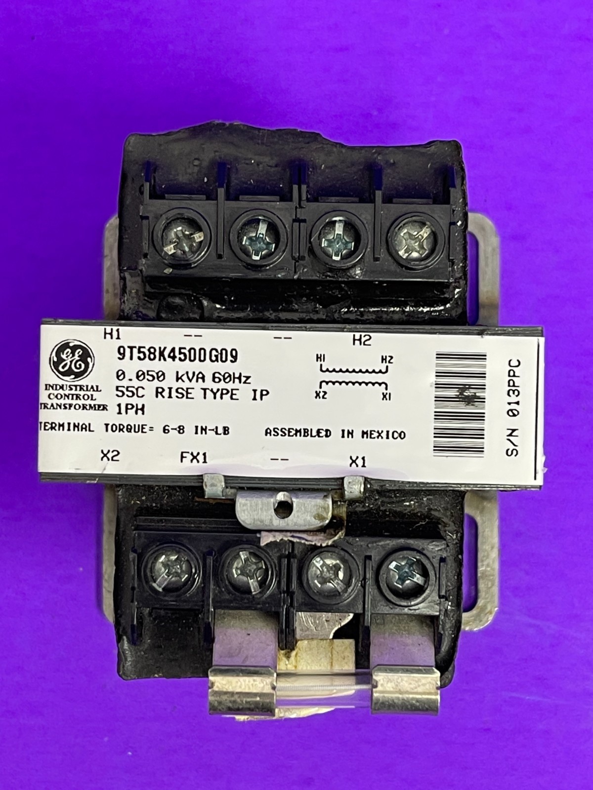 GE 9T58K4500G09 Transformer 0.050kVA, 60Hz, 55C Rise, Type IP , 1 Phase