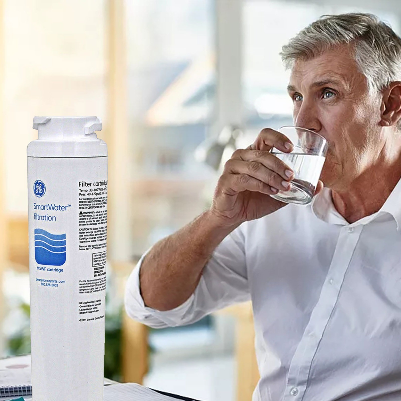GE MSWF refrigerator water filter replacement SmartWater filter new - 2PACK