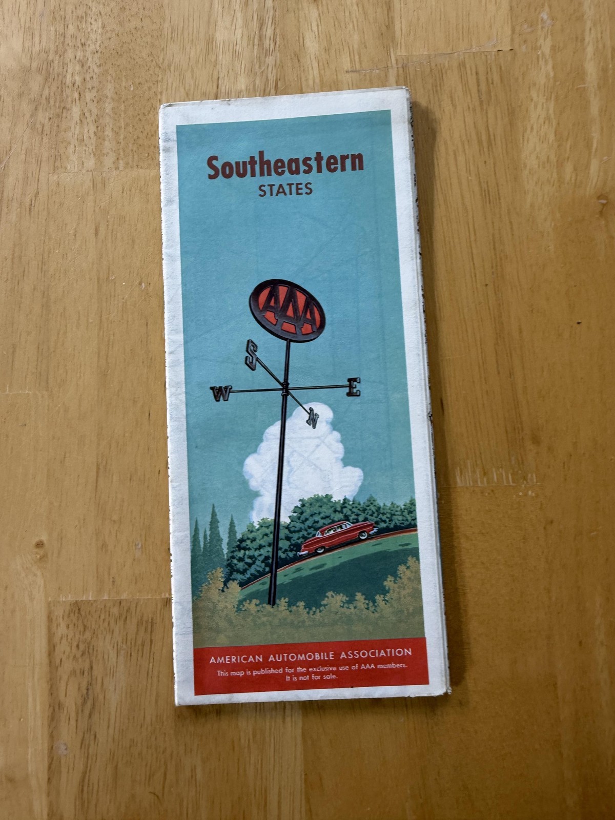 Vintage AAA Southeastern States Highway Road Map Travel Guide Folded Brochure