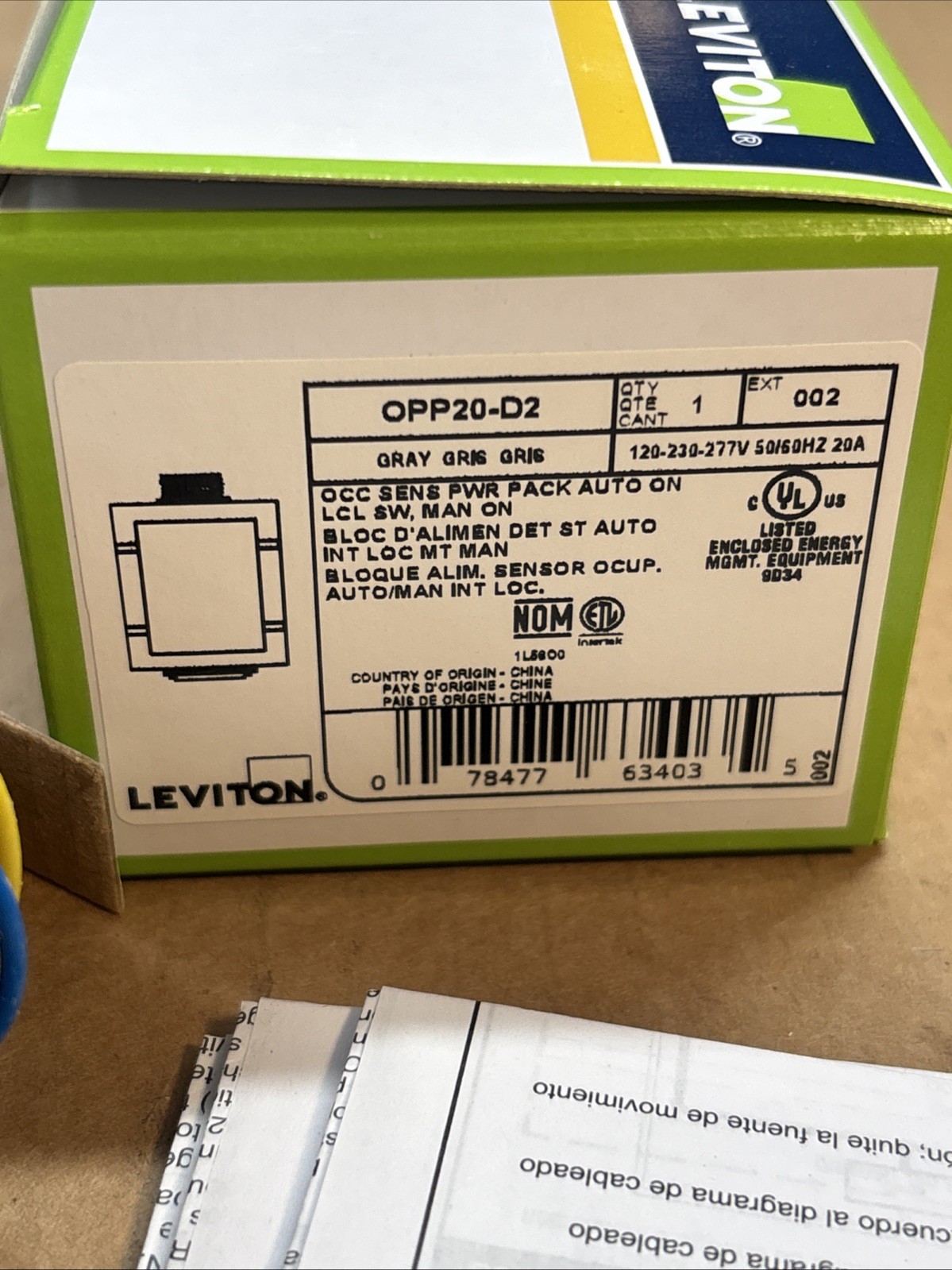 New Leviton OPP20-OD2 Occupancy Sensor Power Pack, Super Duty, Auto On