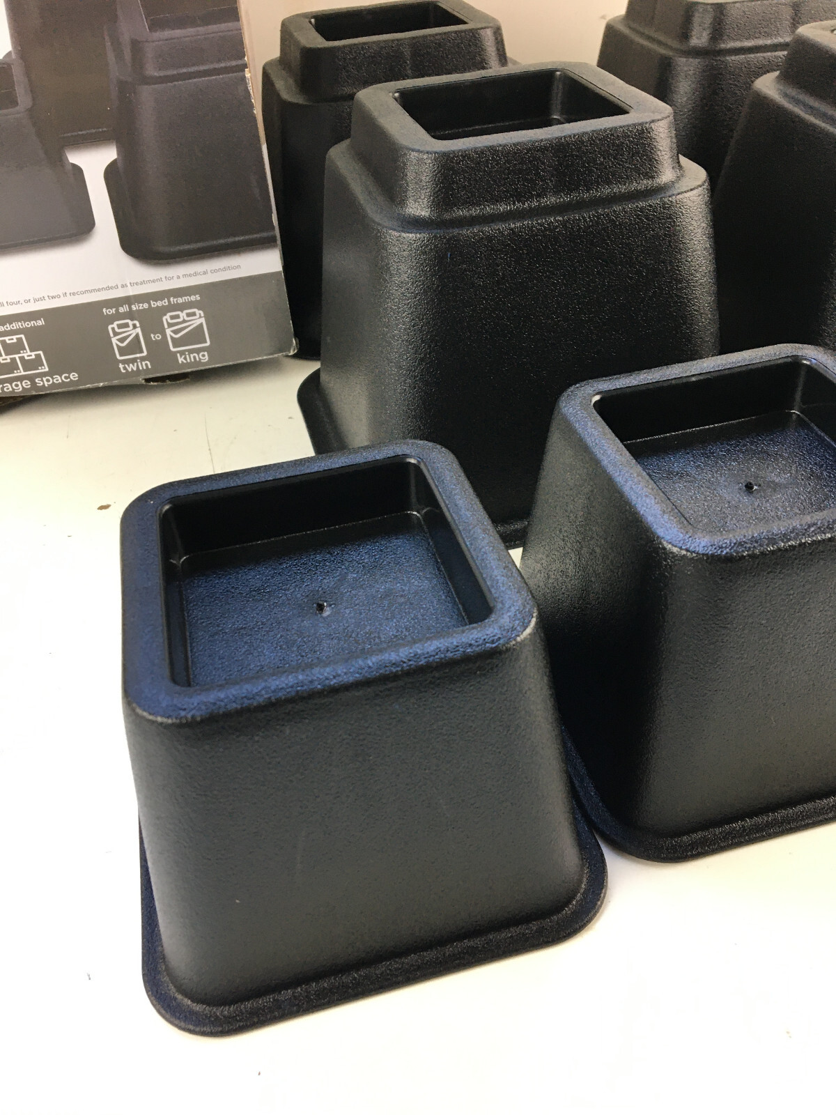 Simplify - 8 Piece Adjustable Bed Risers Set - Black - 4 3" Risers & 4 5" Risers