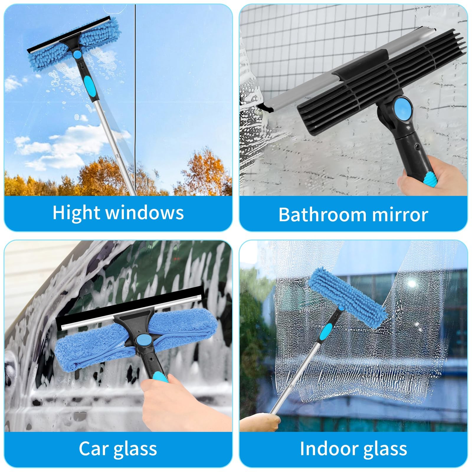 Professional 72'' Window Squeegee Cleaning Washing Tool/Kit 11.5" x 72", Blue