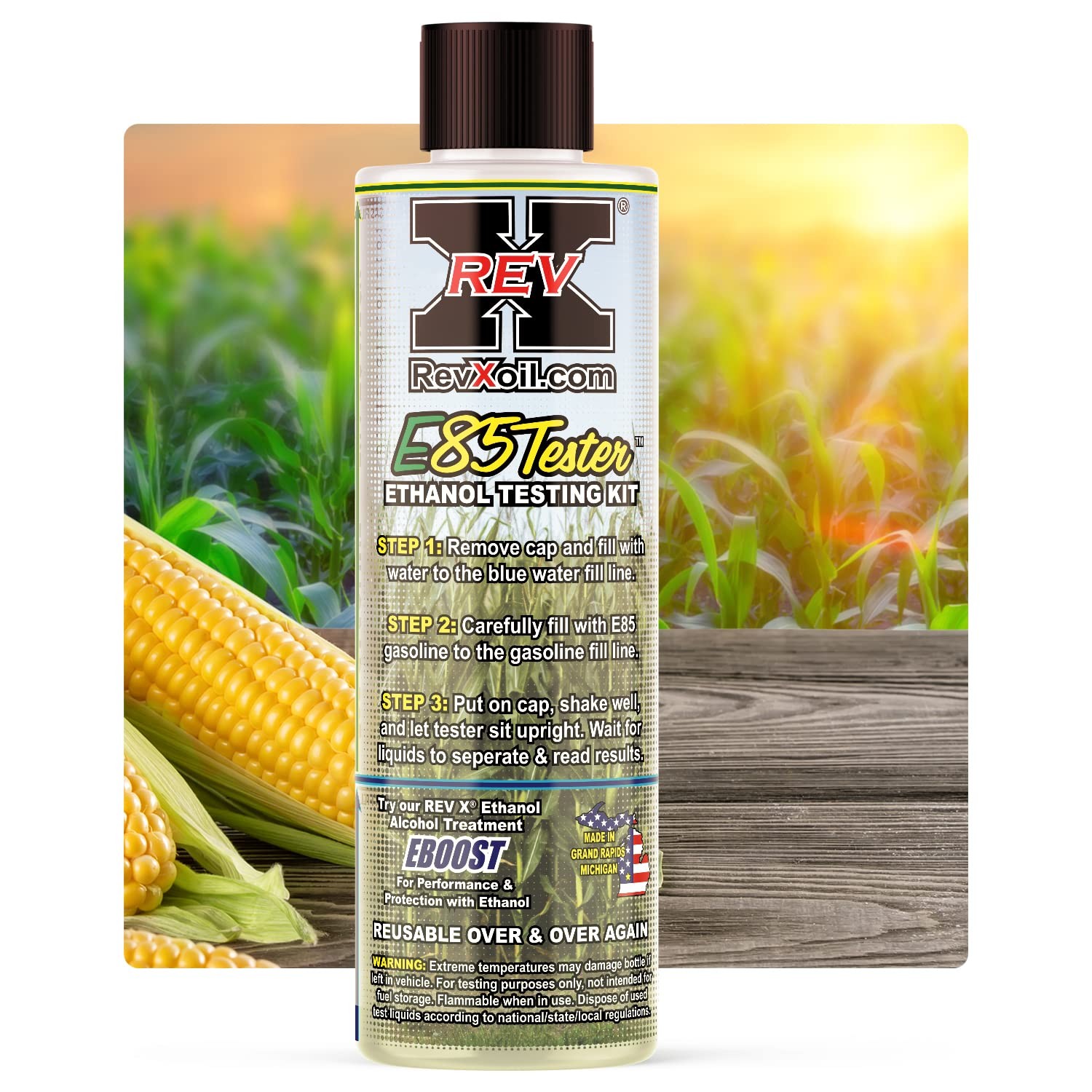 REV-X E85 Testing Kit - Corn Field Edition - Reusable Ethanol Gasoline Test...