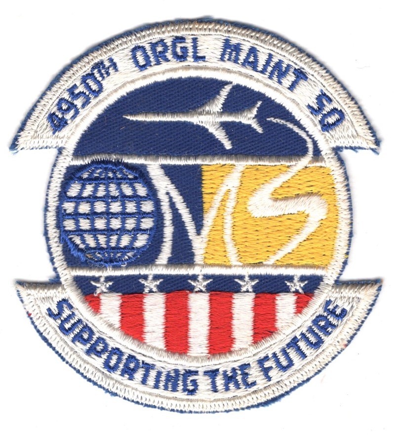 USAF Air Force Patch:   4950th Organizational Maintenance Squadron - 3 1/4"