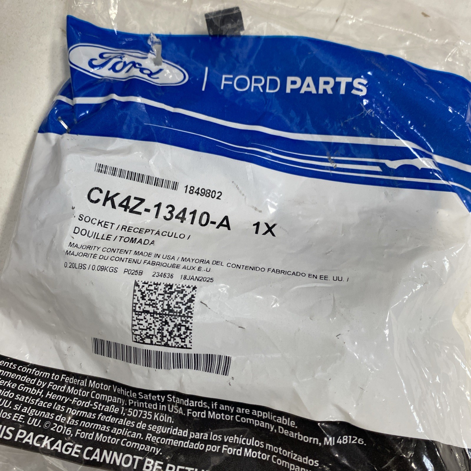 Genuine Ford Socket & Wire CK4Z-13410-A