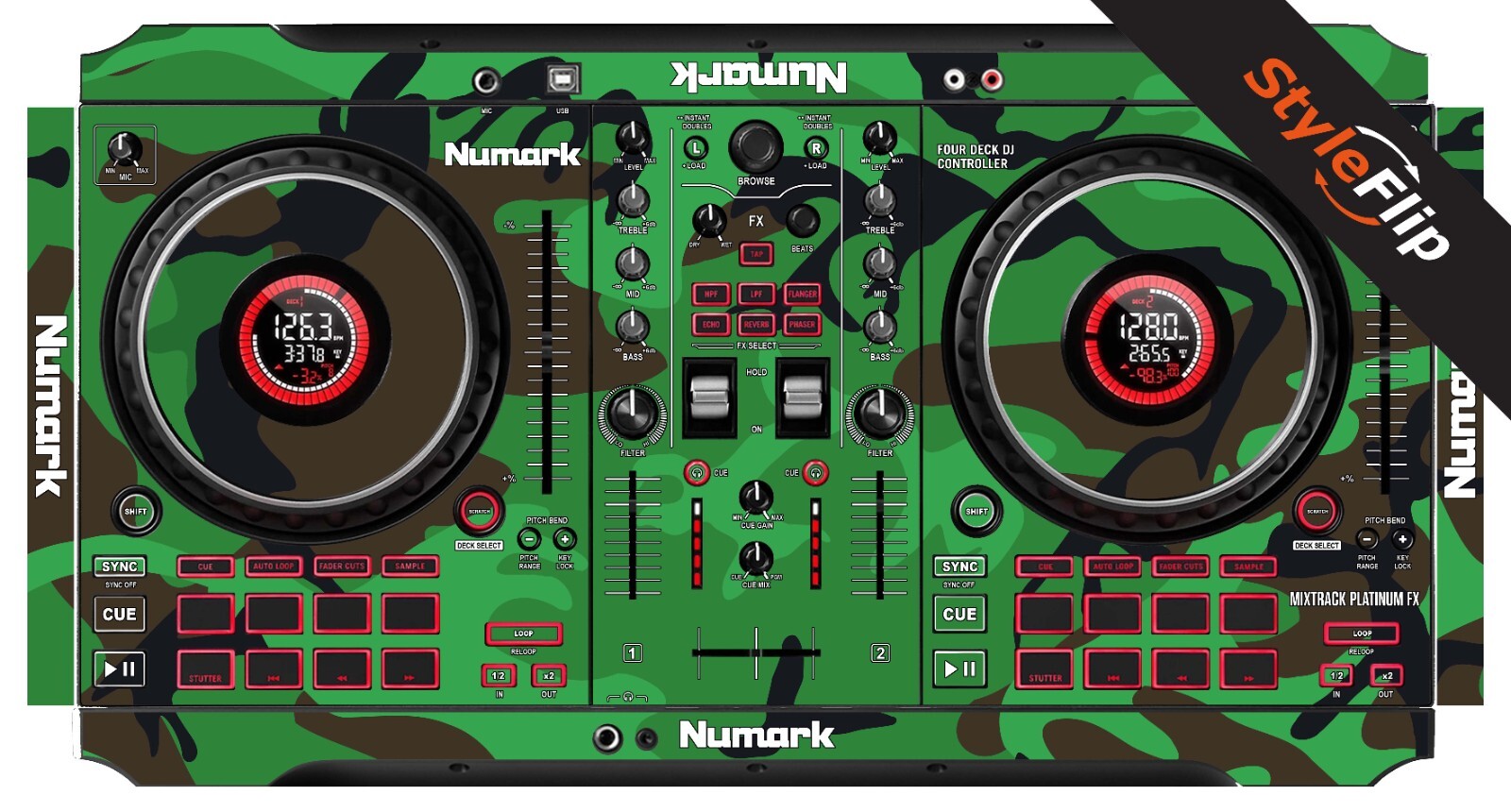 Numark Mixtrack Platinum FX Skin | Camo Green | Protective Decal |StyleFlip Skin