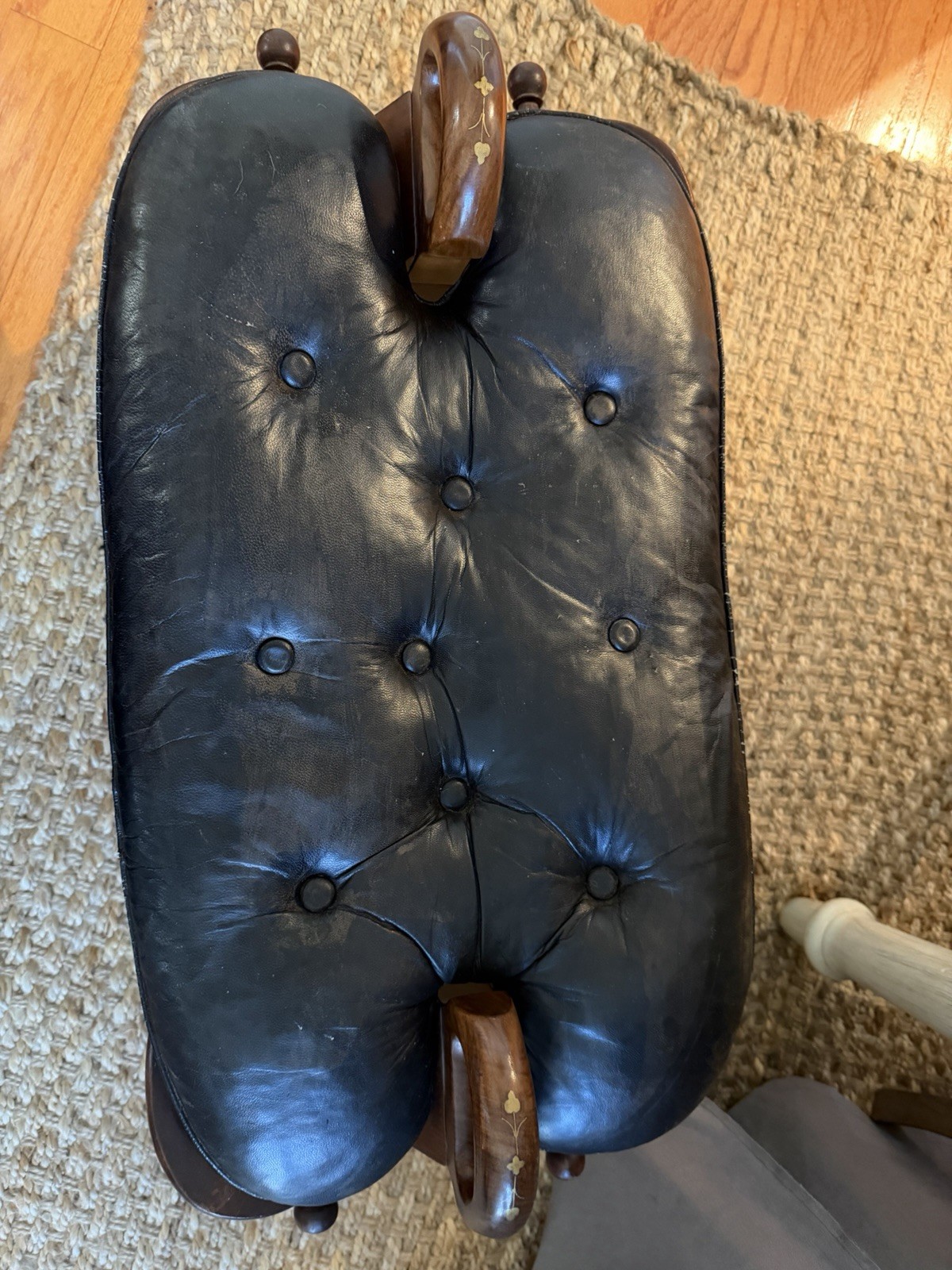 Vintage Camel Saddle Stool Ottoman Leather & Wood w/ Handles – Moroccan Style