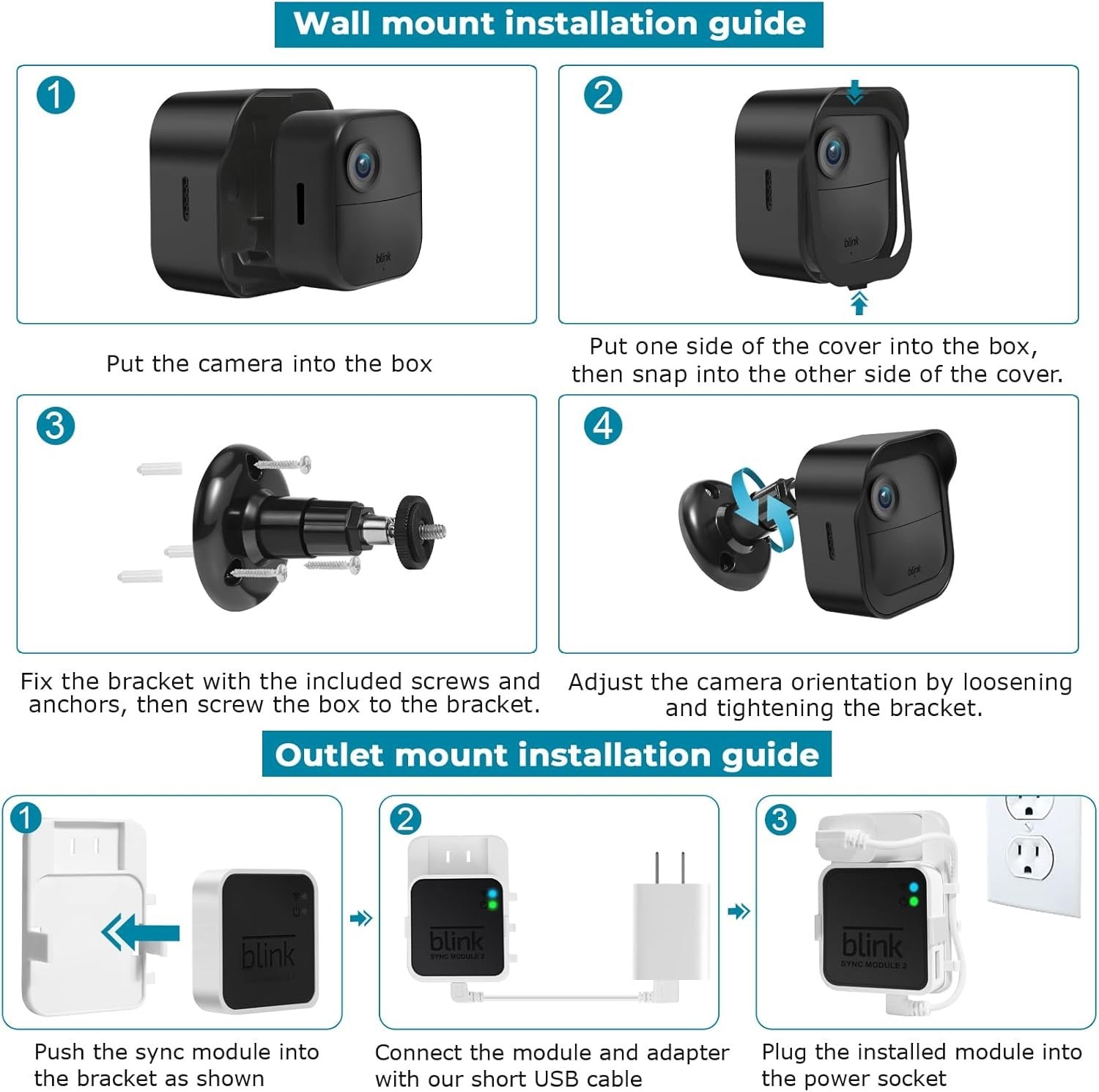 Blink Outdoor Camera Wall Mount Compatible with 4 Newest Model& 4th Gen,5 Pac...