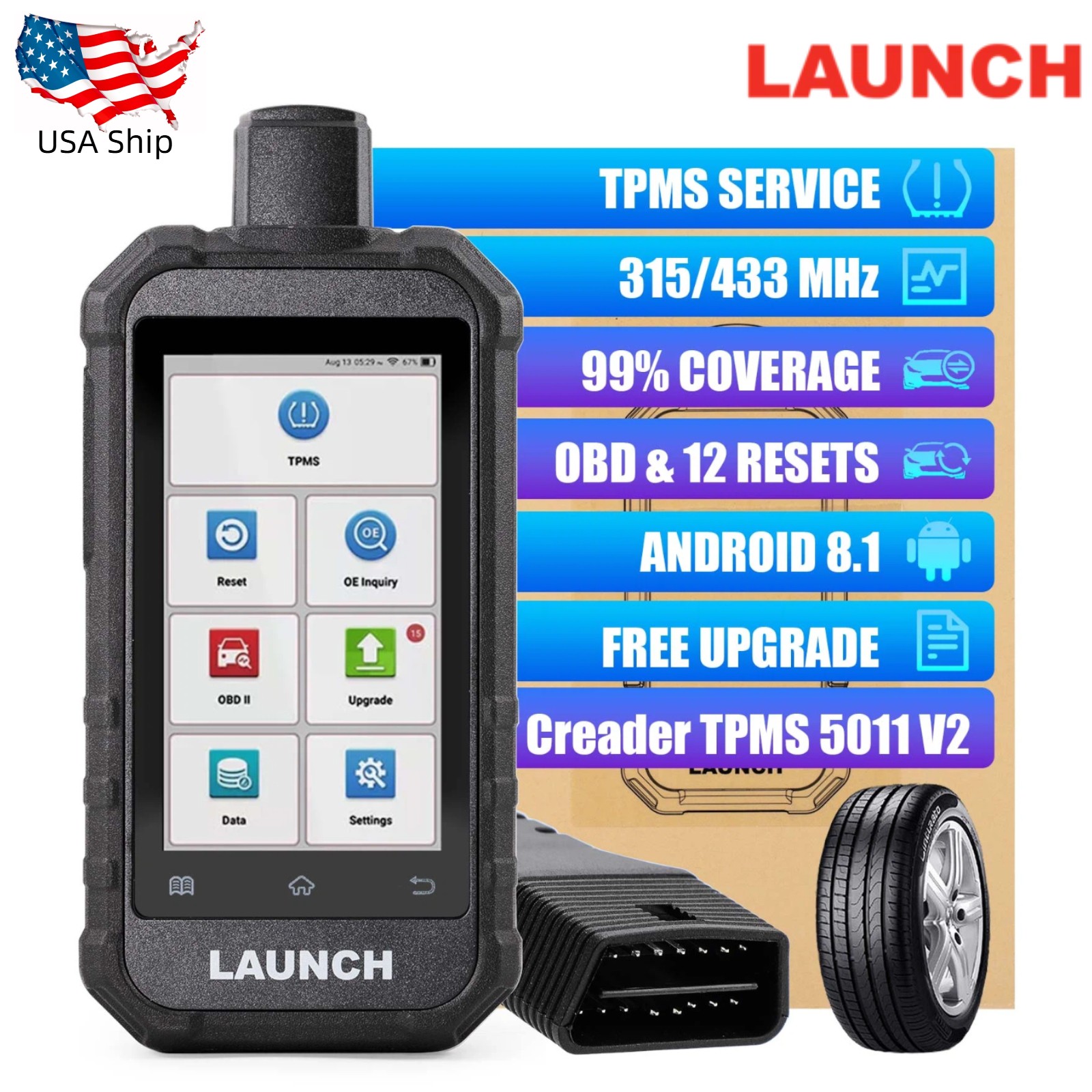 LAUNCH CRT5011E Creader TPMS 5011 V2 TPMS Sensor Activation Diagnostic Tool