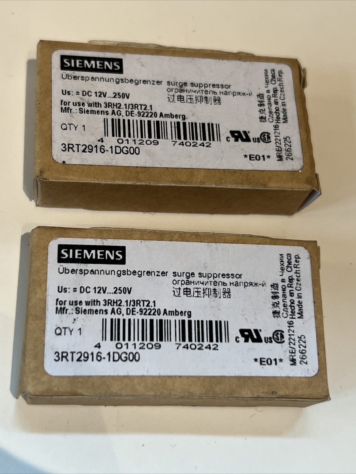 (2) Siemens 3RT2916-1DG00 Surge Suppressor us:=DC 12V …250V. QTY:2 free shipping