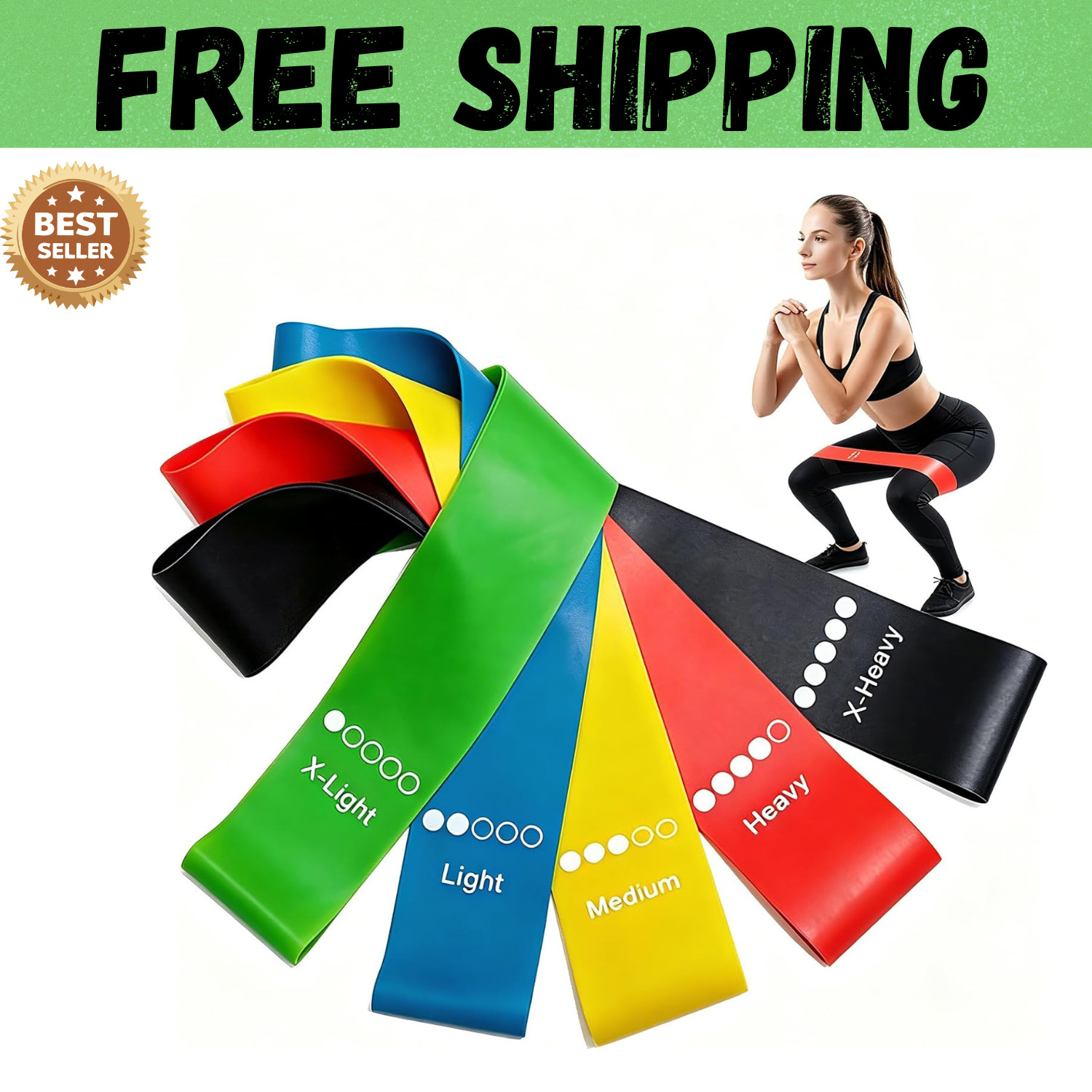 Resistance Bands Set of 5 Loop Exercise Bands for Yoga Fitness Workout Gym
