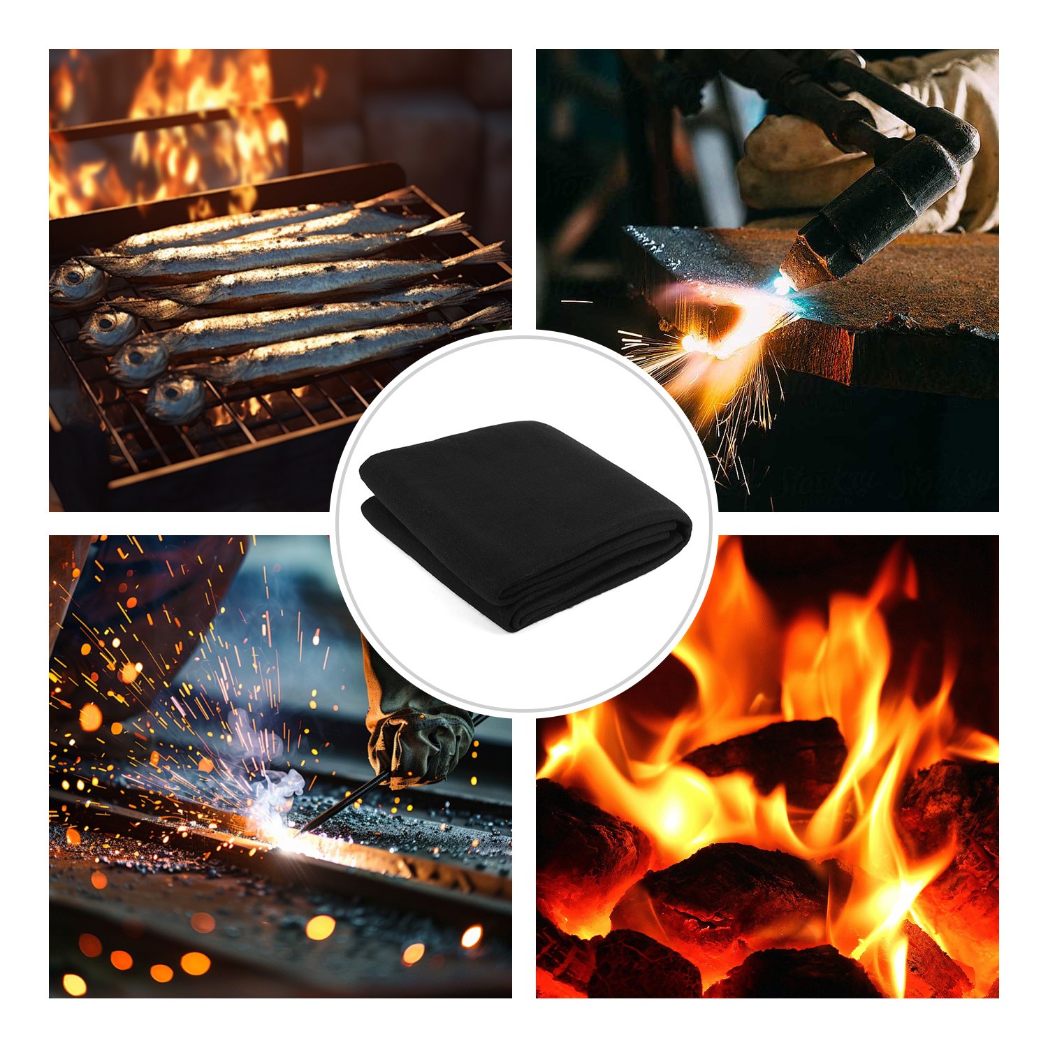 50X50cm Fireproof Indoor Fireplace Mat Protector, Outdoor Flame-Resistant Pad
