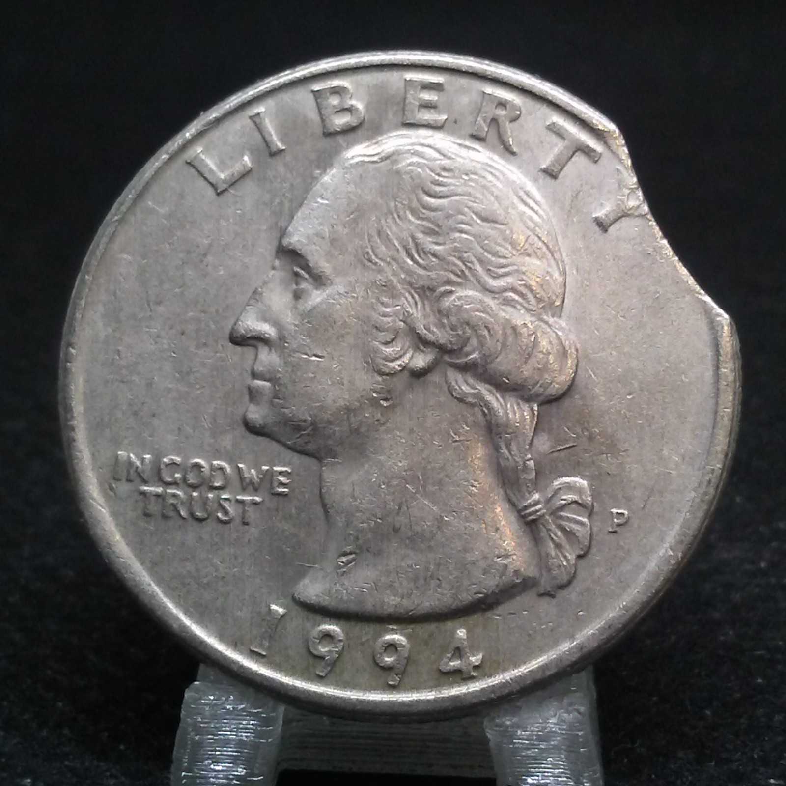 1994 Washington 25 Cent Clipped Planchet