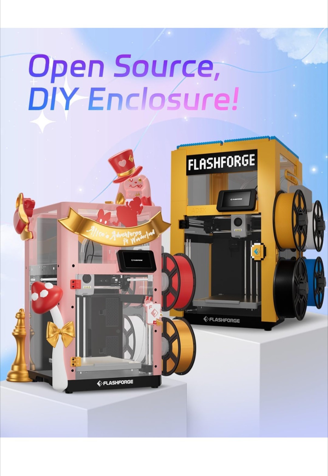 FLASHFORGE AD5X 3D Printer Enclosure Kit, DIY Colors & Style, Optimized Design,
