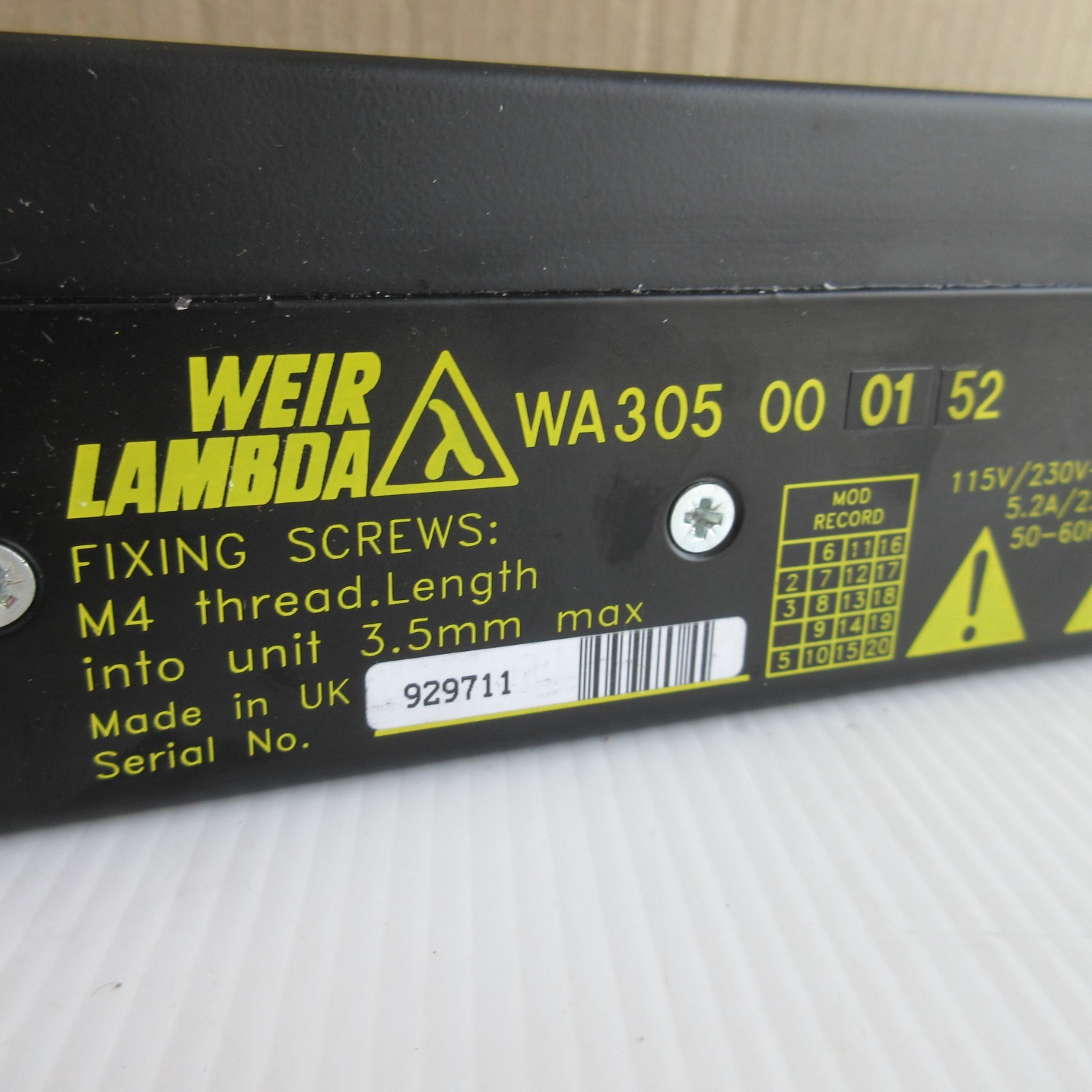Weir / Lambda WA305 00 01 52 Power Supply- Untested