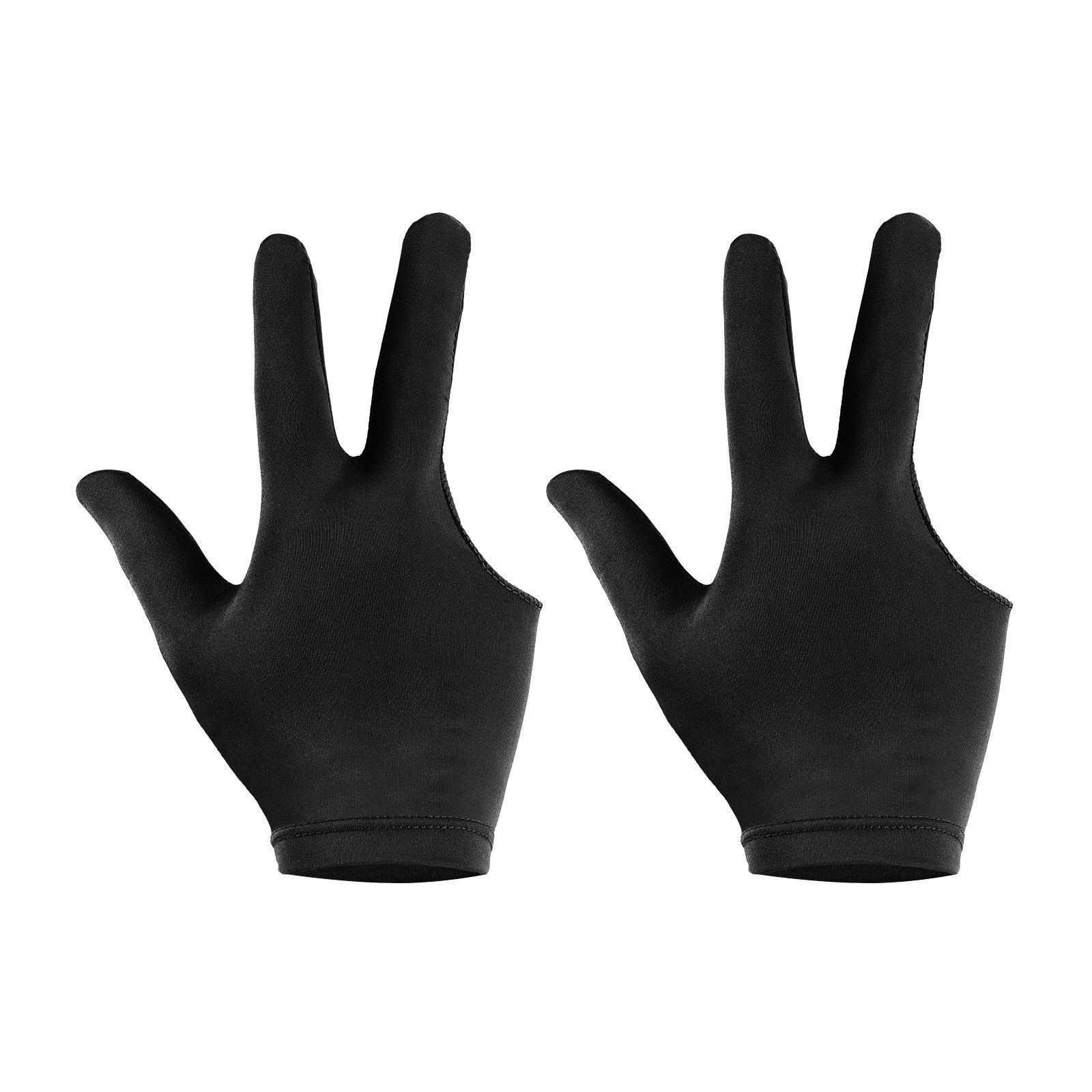 2 Pack 3 Fingers Pool Gloves Billiard Gloves Left & Right Hand Show Gloves Black