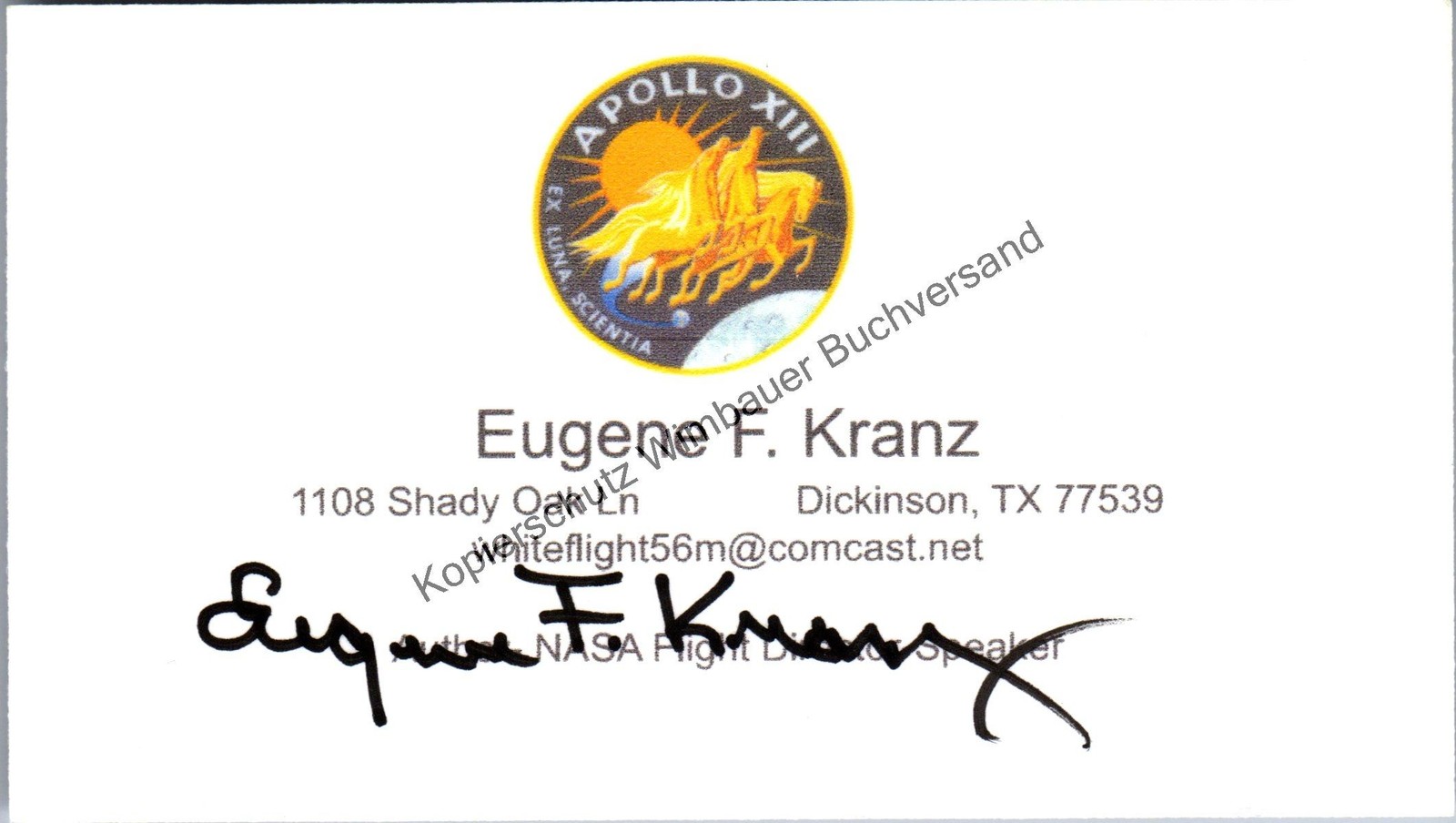 Original autograph Eugene Francis Kranz // autograph signed signed sig 350594